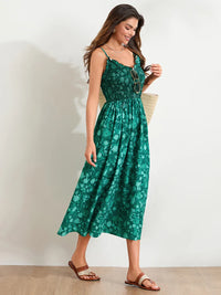 Floral Maxi Dress - Lightweight Fabric - Bohemian Style - Perfect for Summer Events