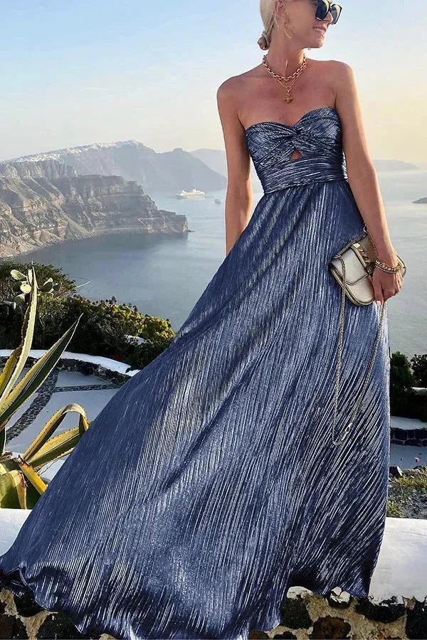 Shiny Effect Long Strapless Evening Dress Women UK – Wedding Guest Cocktail Evening Gown, Formal Occasion