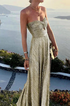 Shiny Effect Long Strapless Evening Dress Women UK – Wedding Guest Cocktail Evening Gown, Formal Occasion