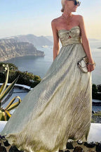 Shiny Effect Long Strapless Evening Dress Women UK – Wedding Guest Cocktail Evening Gown, Formal Occasion