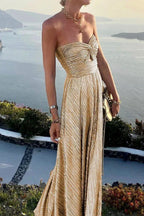 Shiny Effect Long Strapless Evening Dress Women UK – Wedding Guest Cocktail Evening Gown, Formal Occasion