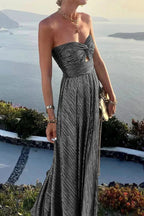 Shiny Effect Long Strapless Evening Dress Women UK – Wedding Guest Cocktail Evening Gown, Formal Occasion
