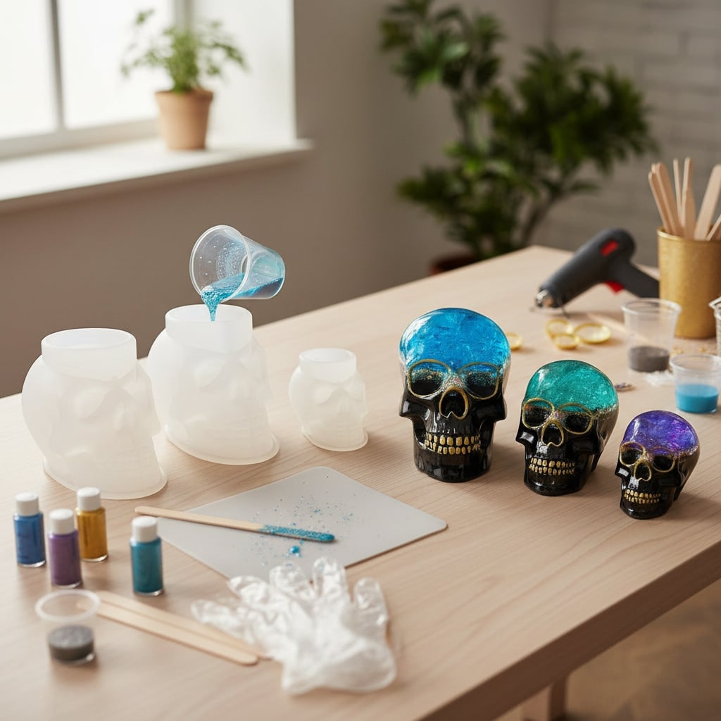 Silicone Molds for Halloween to Create Resin Objects and Candles, Skull-Shaped Design, Ideal for DIY