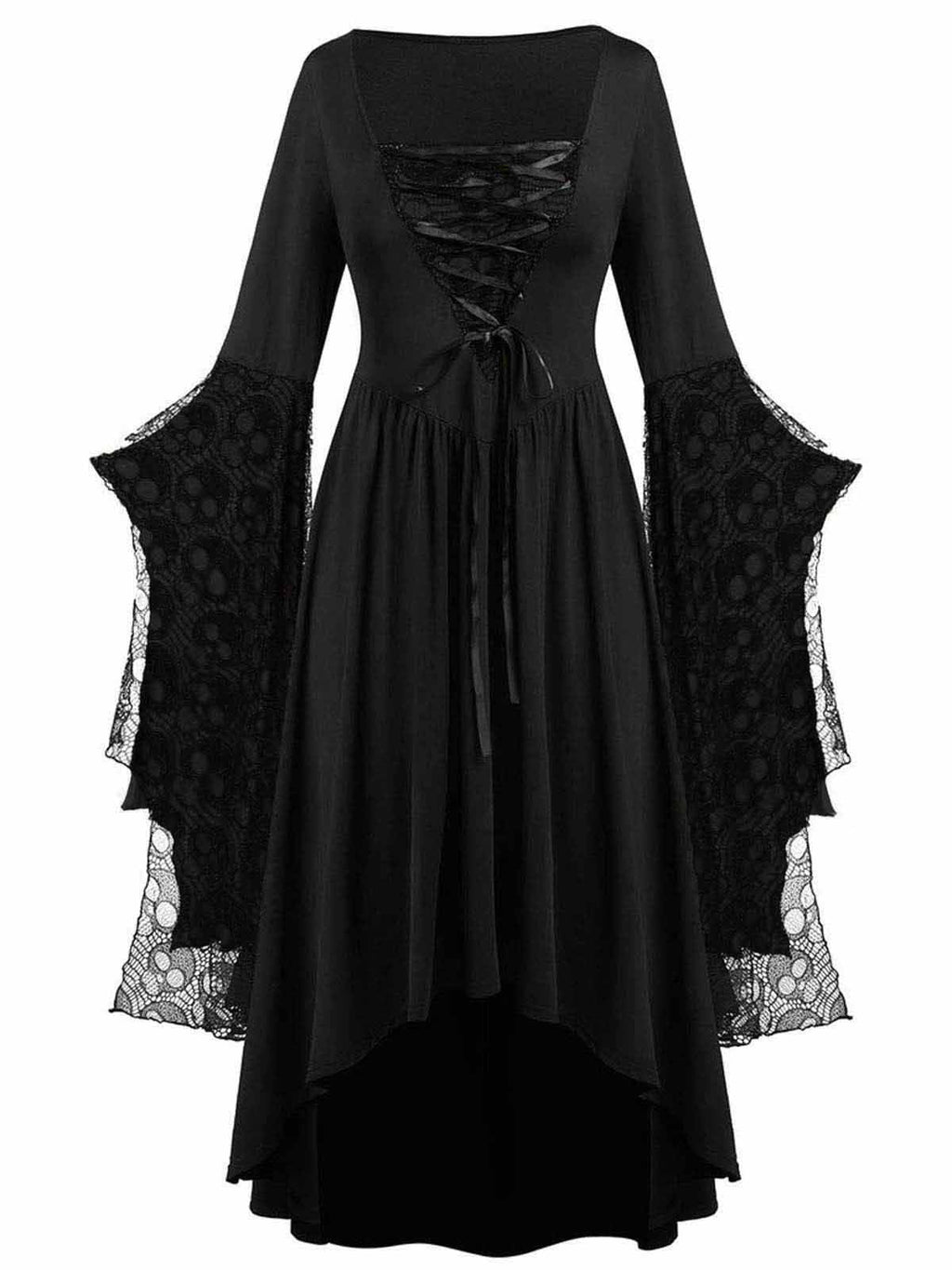 Skull Witch Dress in Patchwork Lace – Halloween Costume, Vintage Style