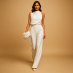 Sleeveless Halter Jumpsuit for Women | Elegant Design for Casual or Formal Wear | Lightweight Fabric