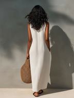 Sleeveless Maxi Dress with Cutout Neckline – Lightweight Summer Fashion for Women