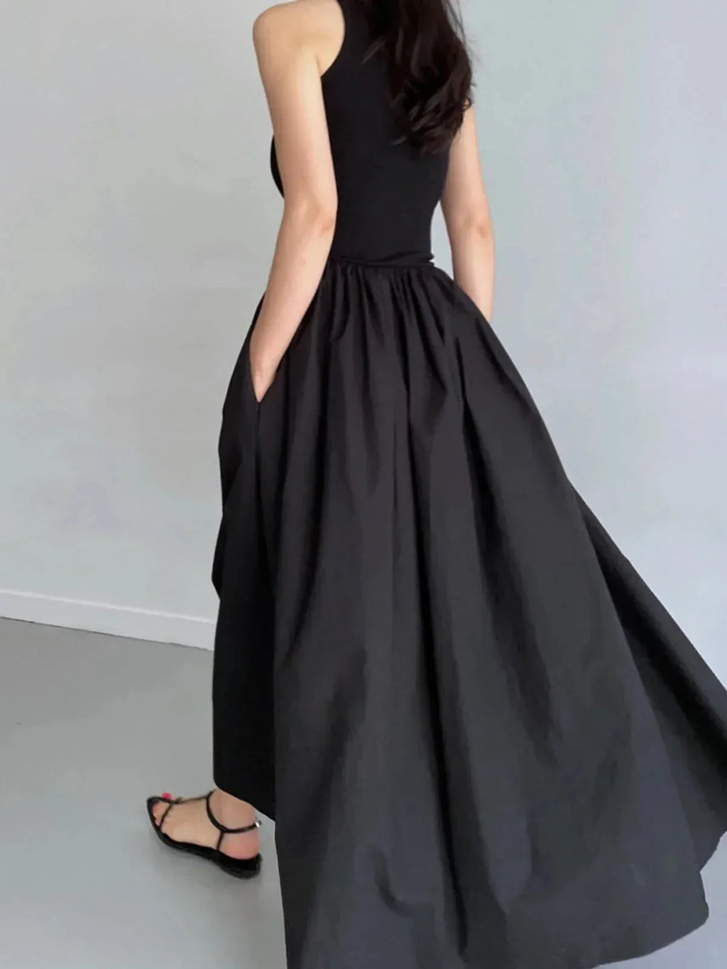 Sleeveless Midi Dress Women UK – Gathered Skirt Cocktail Wedding Guest Evening Gown