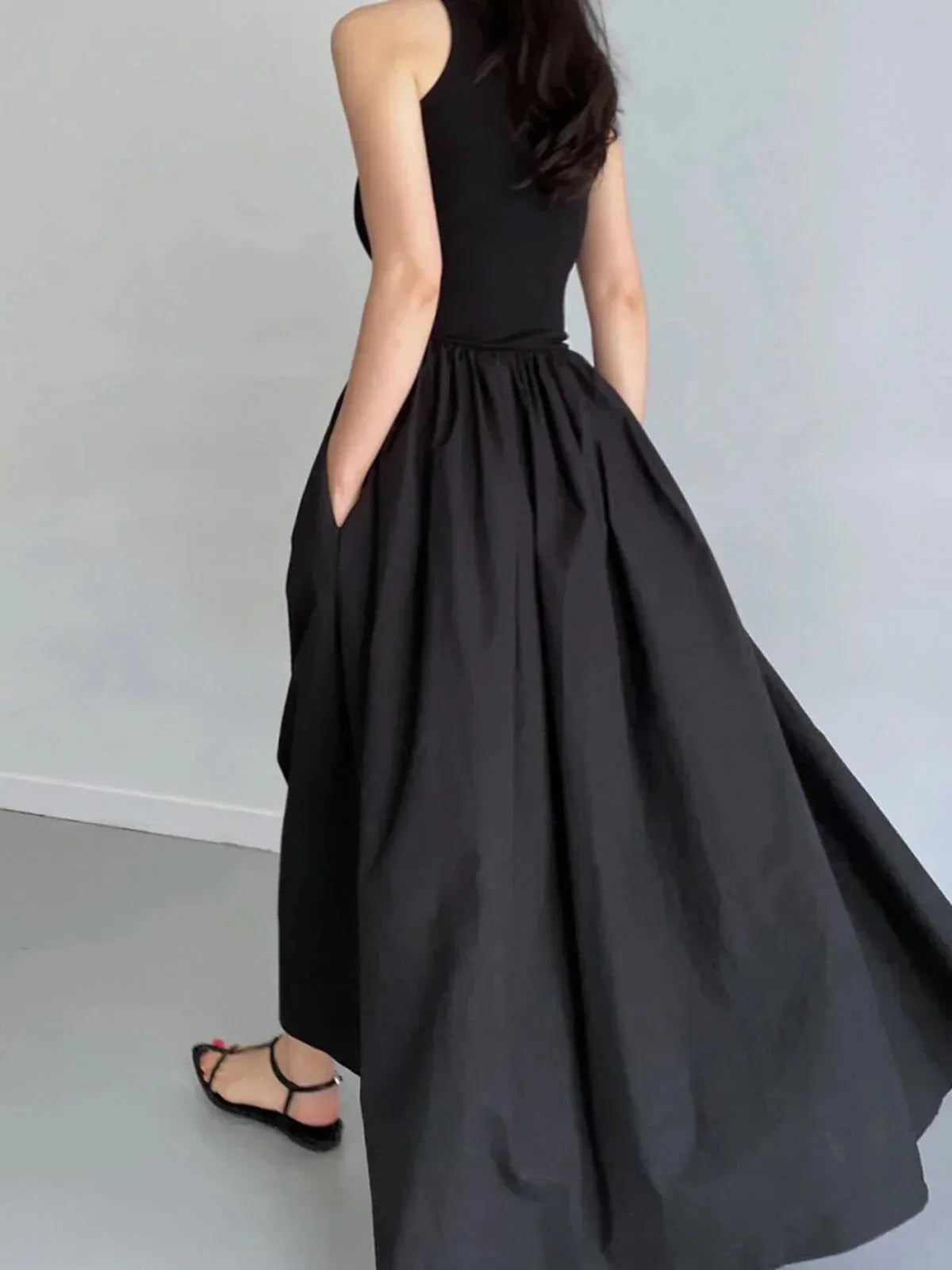 Sleeveless Midi Dress Women UK – Gathered Skirt Cocktail Wedding Guest Evening Gown