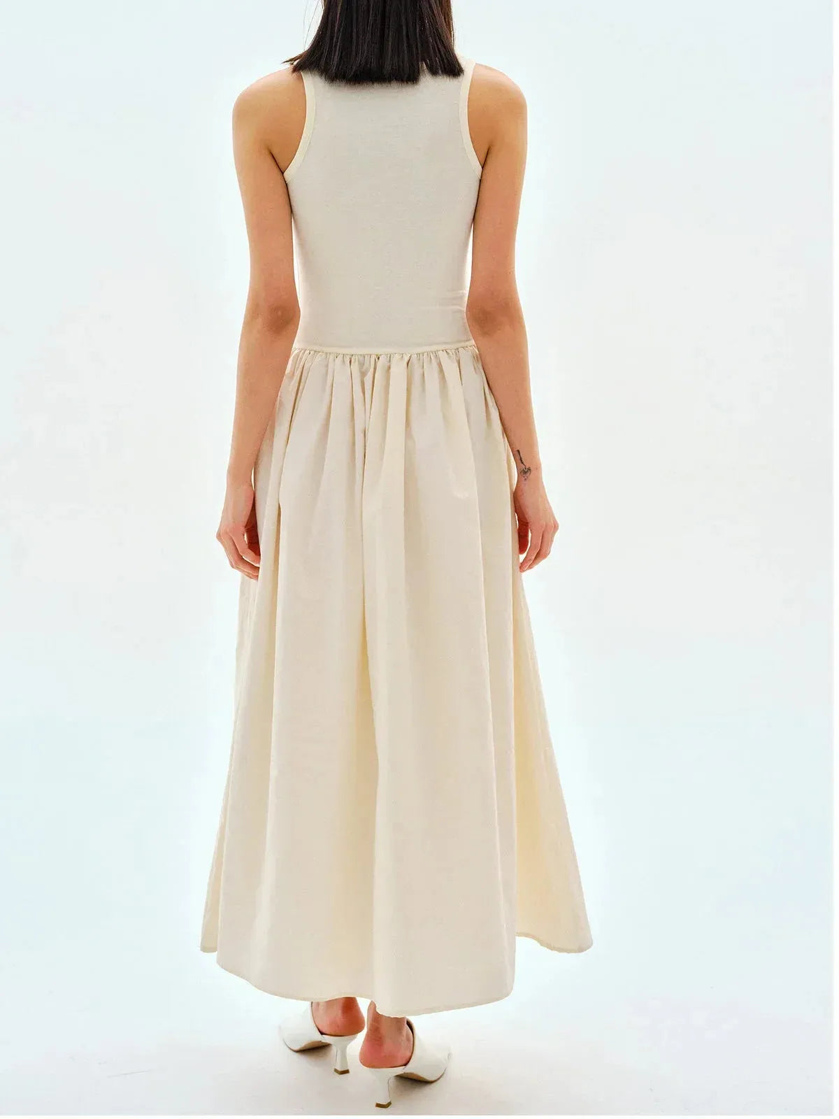 Sleeveless Midi Dress Women UK – Gathered Skirt Cocktail Wedding Guest Evening Gown