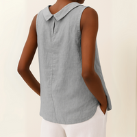 Sleeveless Roll Collar Top - Lightweight Fabric - Casual Wear - Available in Multiple Colors
