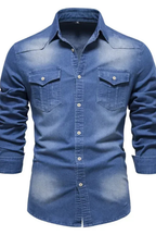 Denim Long Sleeve Men's Shirt UK – Smart Casual & Holiday & Resort Wear