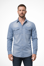 Denim Long Sleeve Men's Shirt UK – Smart Casual & Holiday & Resort Wear