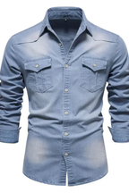 Denim Long Sleeve Men's Shirt UK – Smart Casual & Holiday & Resort Wear