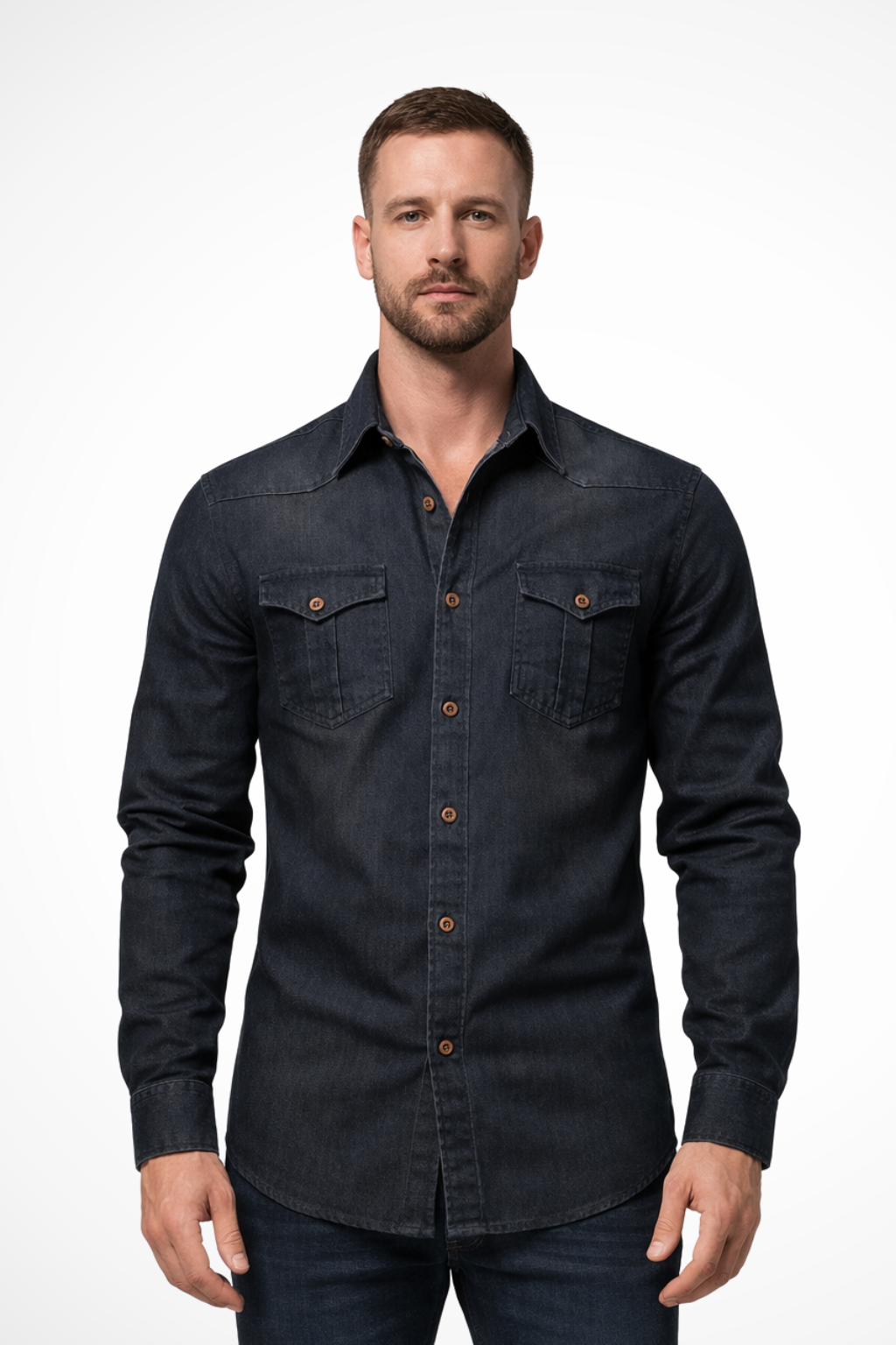 Denim Long Sleeve Men's Shirt UK – Smart Casual & Holiday & Resort Wear