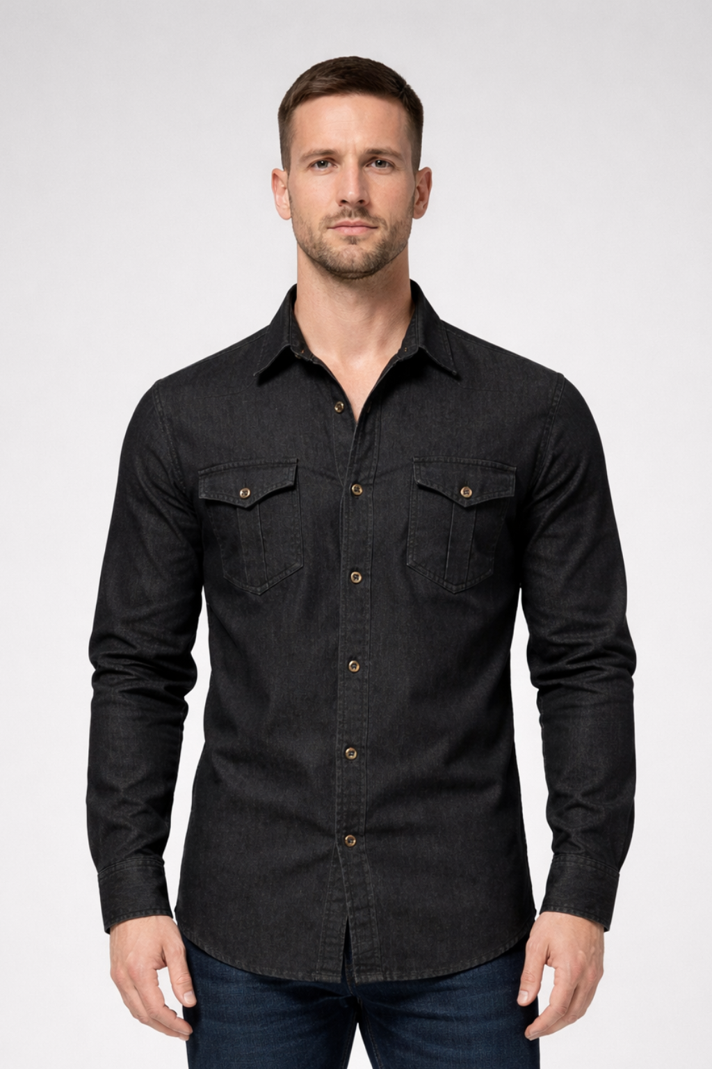 Denim Long Sleeve Men's Shirt UK – Smart Casual & Holiday & Resort Wear