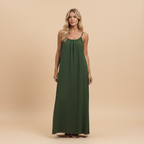 Spaghetti Strap Loose Fit Dress - Lightweight Cotton Summer Casual Dress for Everyday Wear