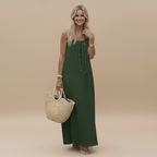 Spaghetti Strap Loose Fit Dress - Lightweight Cotton Summer Casual Dress for Everyday Wear