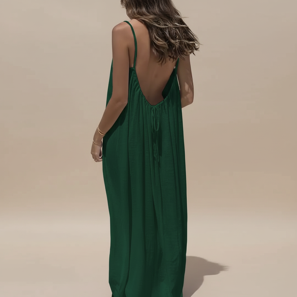 Spaghetti Strap Loose Fit Dress - Lightweight Cotton Summer Casual Dress for Everyday Wear
