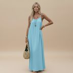 Spaghetti Strap Loose Fit Dress - Lightweight Cotton Summer Casual Dress for Everyday Wear