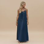 Spaghetti Strap Loose Fit Dress - Lightweight Cotton Summer Casual Dress for Everyday Wear