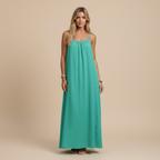 Spaghetti Strap Loose Fit Dress - Lightweight Cotton Summer Casual Dress for Everyday Wear