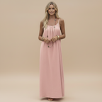 Spaghetti Strap Loose Fit Dress - Lightweight Cotton Summer Casual Dress for Everyday Wear