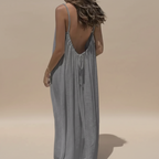 Spaghetti Strap Loose Fit Dress - Lightweight Cotton Summer Casual Dress for Everyday Wear