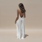 Spaghetti Strap Loose Fit Dress - Lightweight Cotton Summer Casual Dress for Everyday Wear