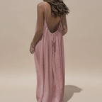 Spaghetti Strap Loose Fit Dress - Lightweight Cotton Summer Casual Dress for Everyday Wear