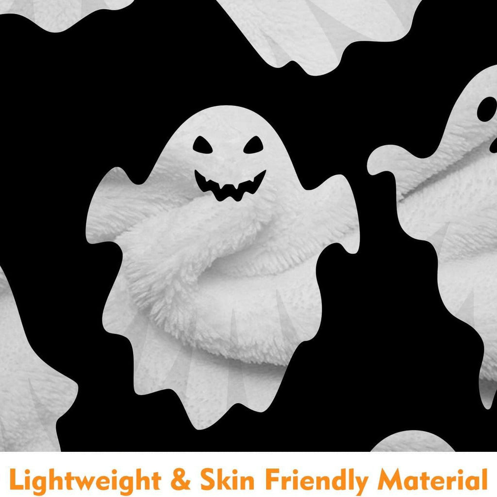 Spooky Ghost Pattern Throw Blanket – Cozy Home Decor, Halloween Gift