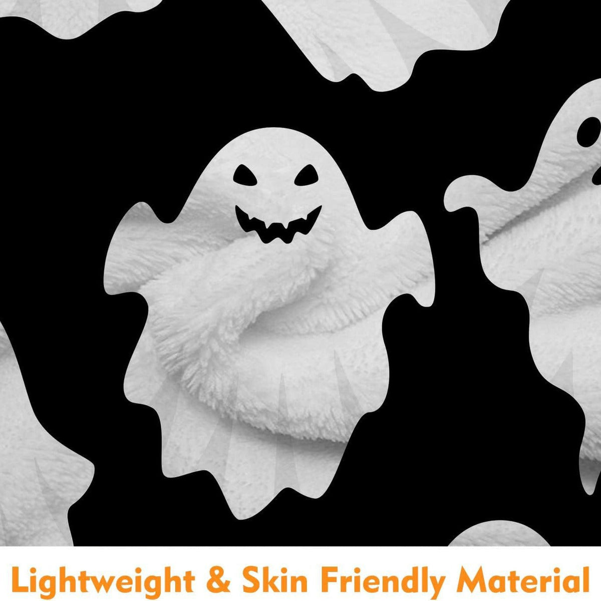 Spooky Ghost Pattern Throw Blanket – Cozy Home Decor, Halloween Gift