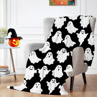 Spooky Ghost Pattern Throw Blanket – Cozy Home Decor, Halloween Gift