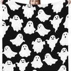 Spooky Ghost Pattern Throw Blanket – Cozy Home Decor, Halloween Gift