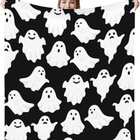 Spooky Ghost Pattern Throw Blanket – Cozy Home Decor, Halloween Gift