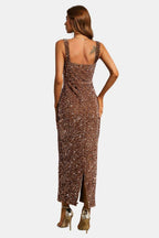 Square Neck Sequin Cocktail Dress - Evening Wear for Parties and Events