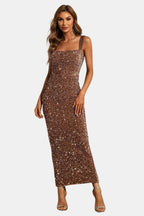 Square Neck Sequin Cocktail Dress - Evening Wear for Parties and Events