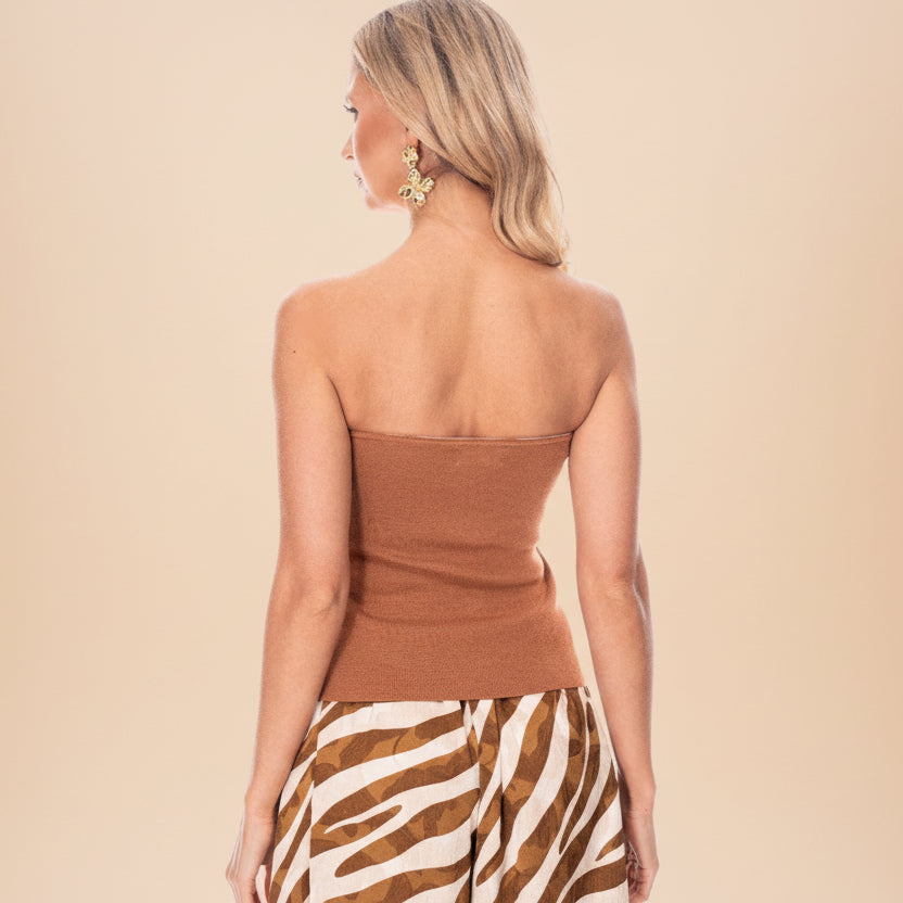 Strapless Cotton Blend Top for Casual Wear - Women's Fashion Blouse