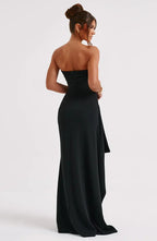 Strapless Maxi Dress with Front Slit – Elegant Evening Gown for Special Occasions