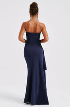 Strapless Maxi Dress with Front Slit – Elegant Evening Gown for Special Occasions