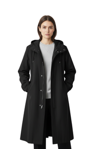 Stylish Lightweight Waterproof Rain Jacket for Women - Perfect for Outdoor Activities Black