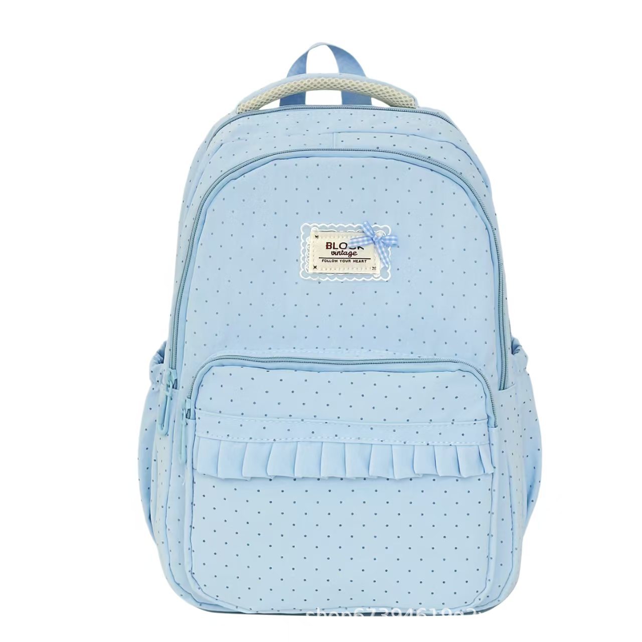 Stylish Ruffled Polka Dot Backpack – School, Travel