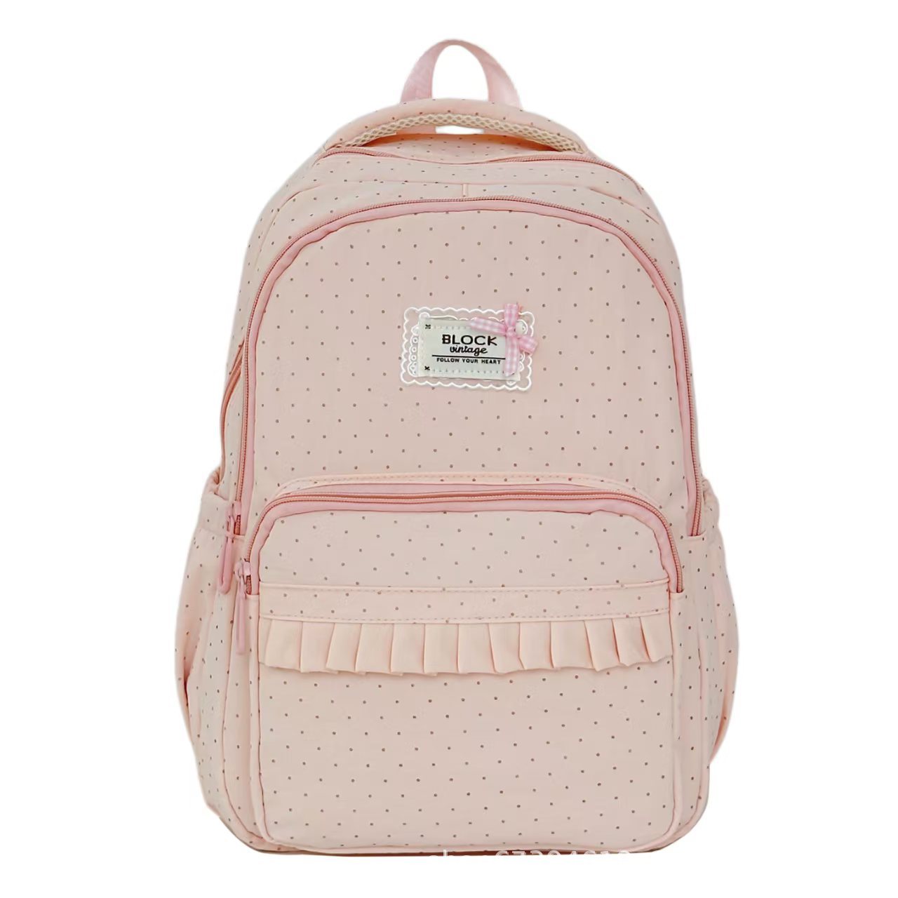 Stylish Ruffled Polka Dot Backpack – School, Travel