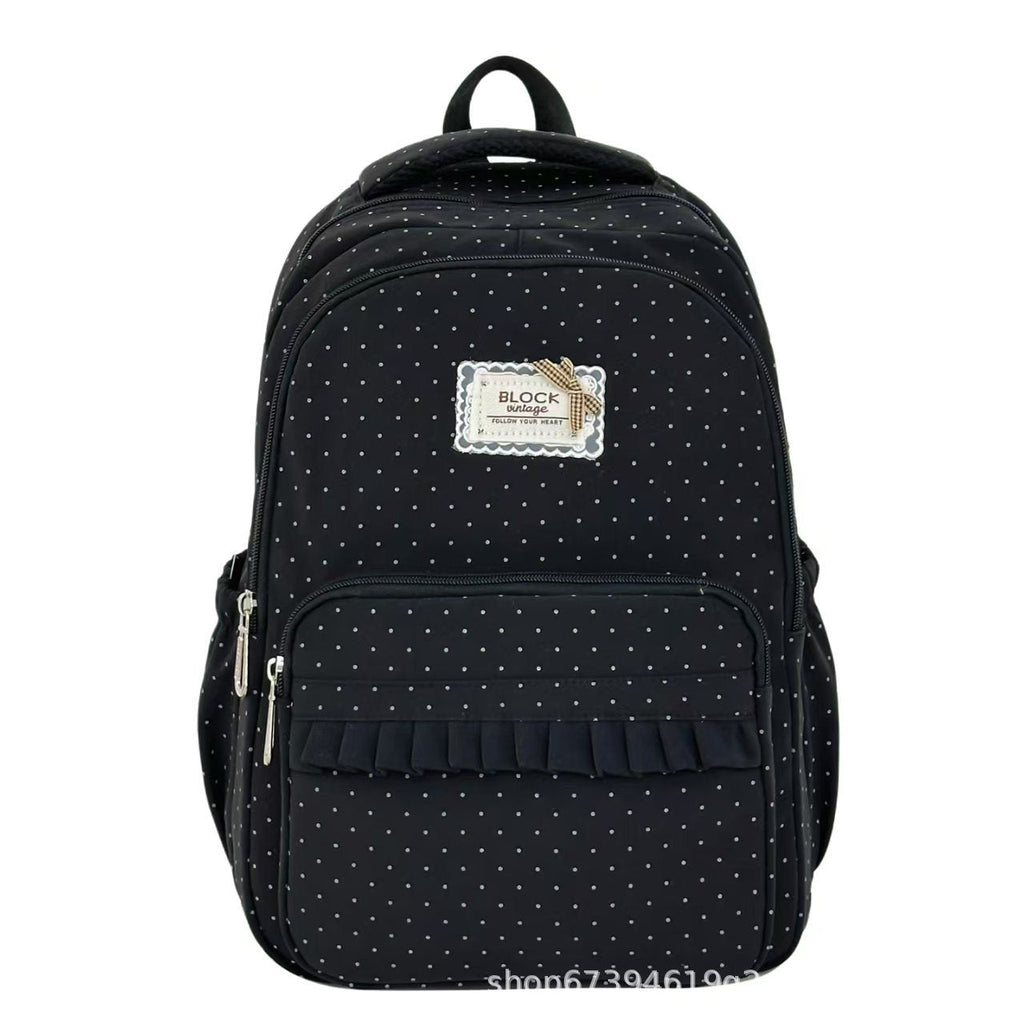 Stylish Ruffled Polka Dot Backpack – School, Travel