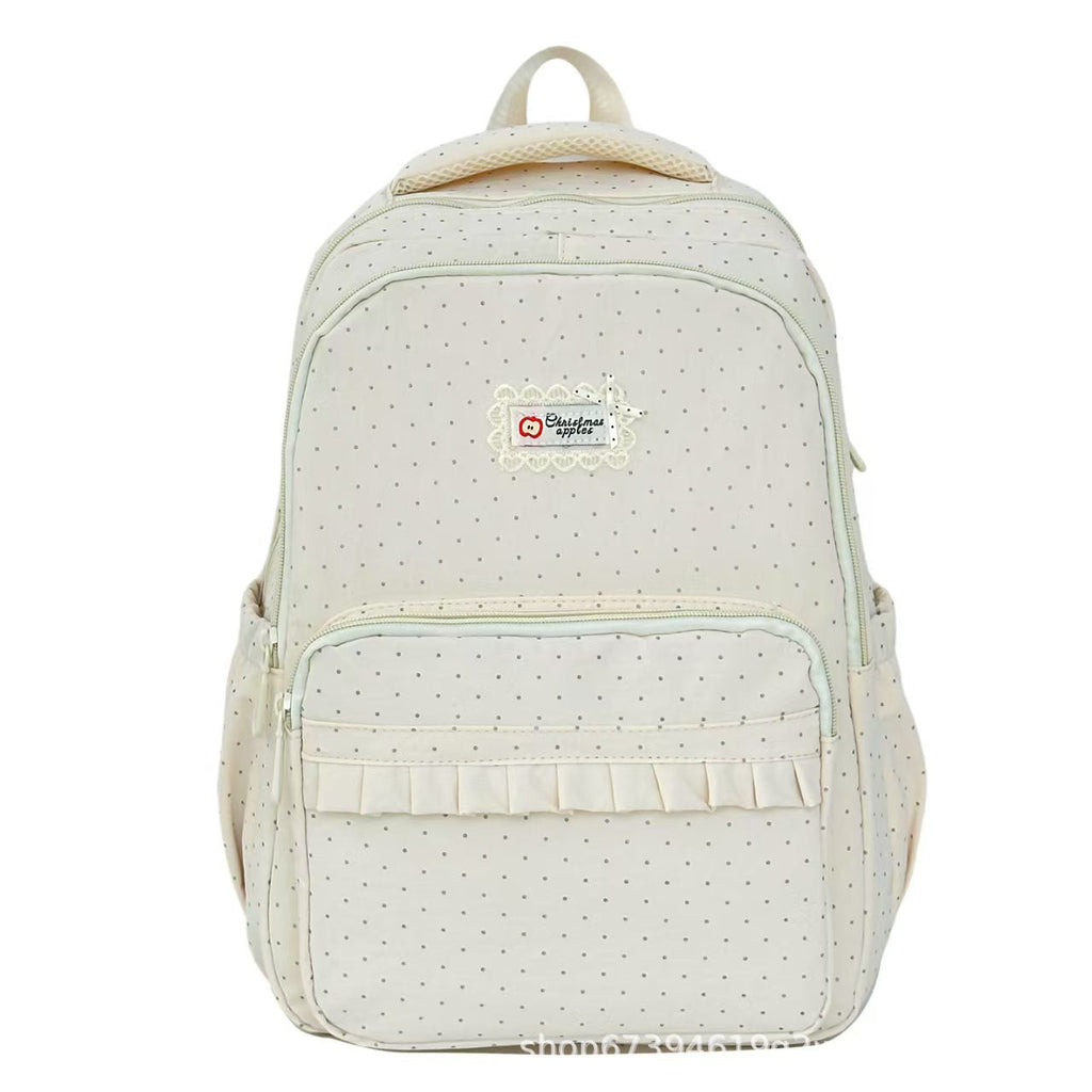 Stylish Ruffled Polka Dot Backpack – School, Travel