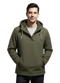 Stylish Winter Hoodie for Men - Warm Fleece Material Green