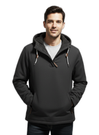 Stylish Winter Hoodie for Men - Warm Fleece Material Black