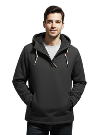 Stylish Winter Hoodie for Men - Warm Fleece Material Black