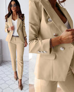 Tailored Double-Breasted Trouser Suit Women UK – Office Wear, Formal Occasion