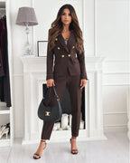 Tailored Double-Breasted Trouser Suit Women UK – Office Wear, Formal Occasion