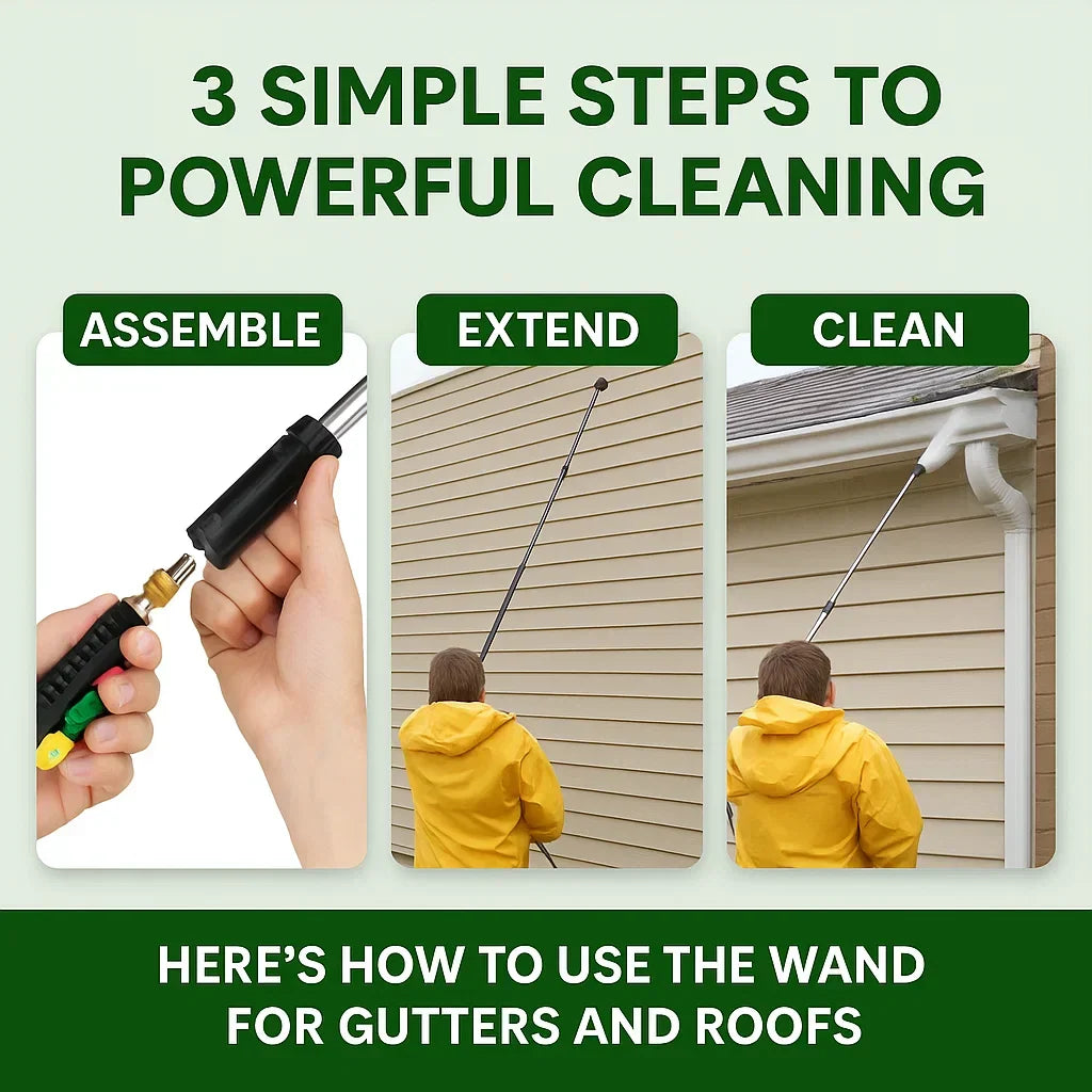 Telescoping High Pressure Washer Wand Set 4000 PSI – Gutter Cleaning, Roof Cleaning